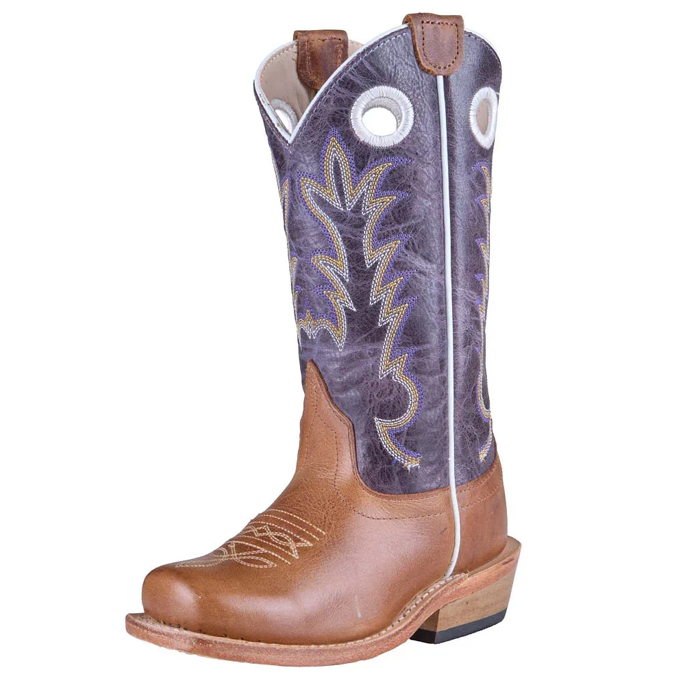 Old West Kid's Light Brown Vamp Burnt Lilac Top Boot