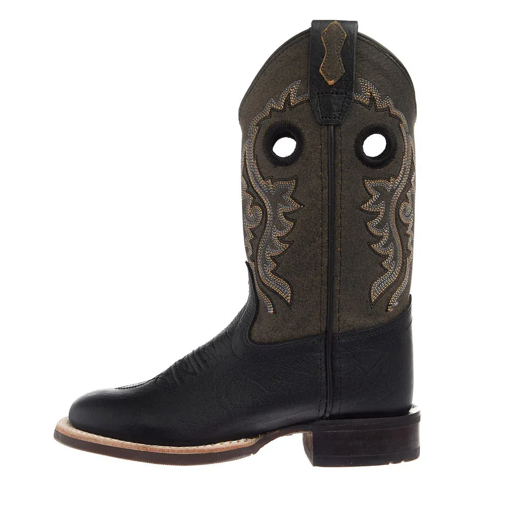 Old West Youth Black and Vintage Charcoal Square Toe Boot - Image 2