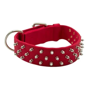 Omni Pet Bravo Nylon Spiked Dog Collar Red 27in.