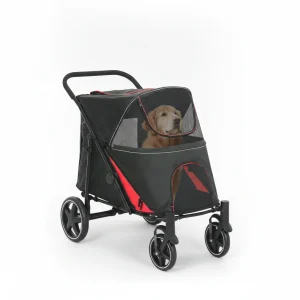 One-Click Foldable Dog Stroller for M, L Dogs, Pet Stroller, Black