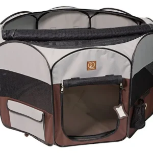 One for Pets Grey/Brown Portable Pet Playpen