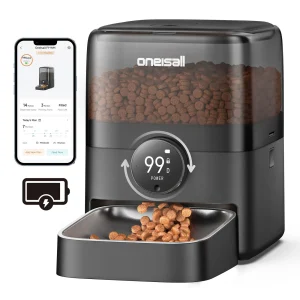 Oneisall 3 Liter Cordless Automatic Smart Cat Feeder W/ 100 Day Battery Life & App Control, Black