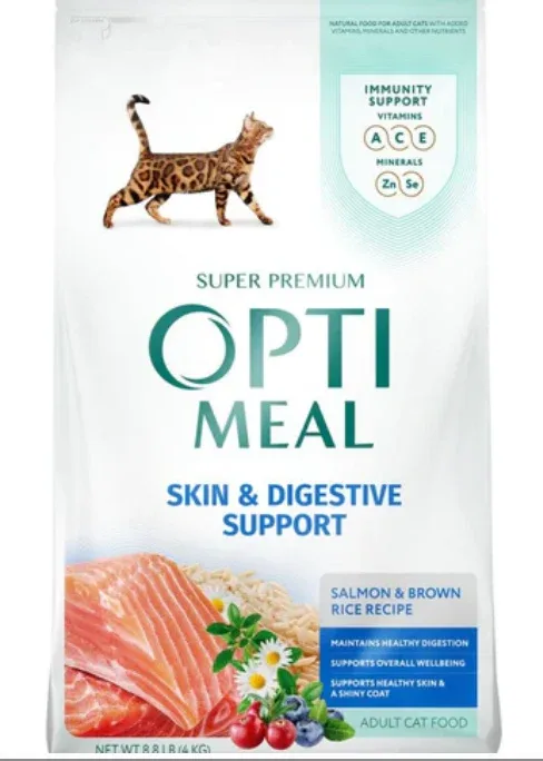 Optimeal Skin & Digestive Support Salmon & Brown Rice Recipe Adult Cat Dry Food
