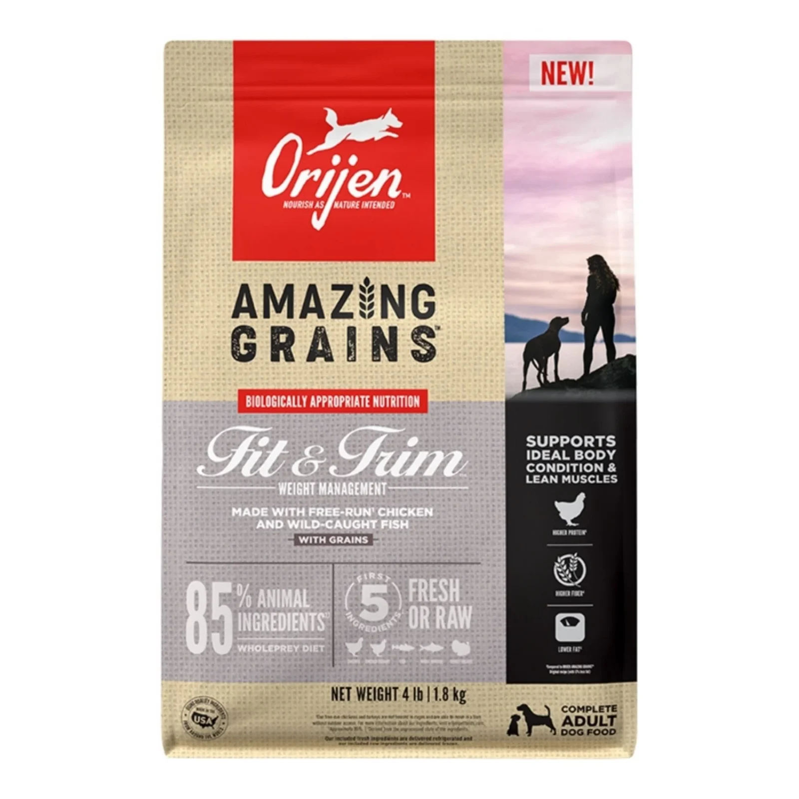 Orijen Amazing Grains Fit & Trim Dry Dog Food, 4 Lbs