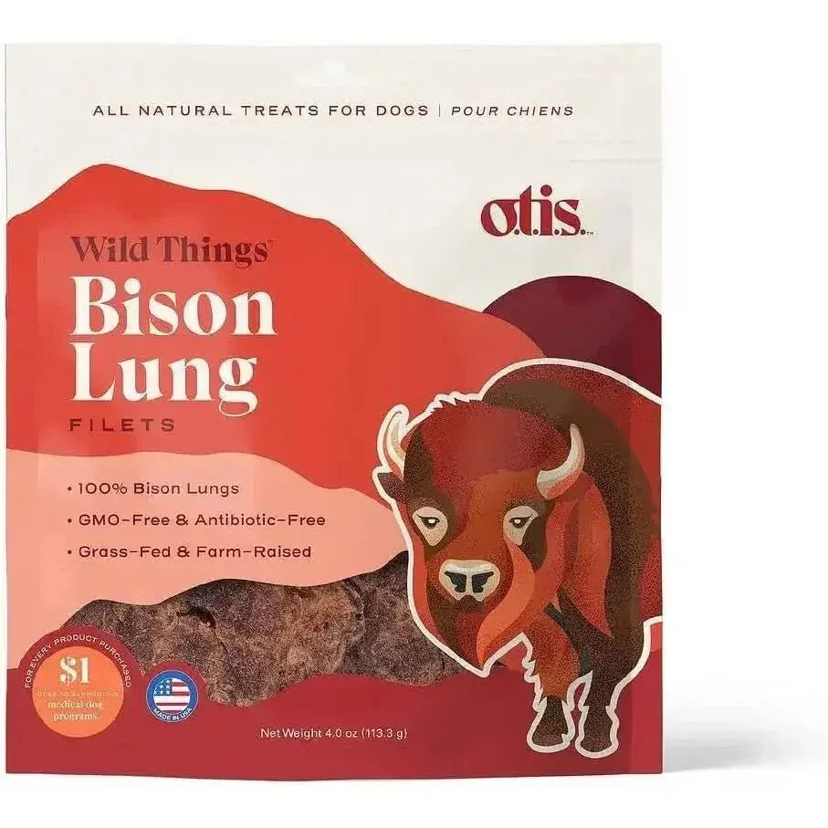 OTIS Wild Things Grass-Fed Bison Lung Filets Dog Treats 4oz