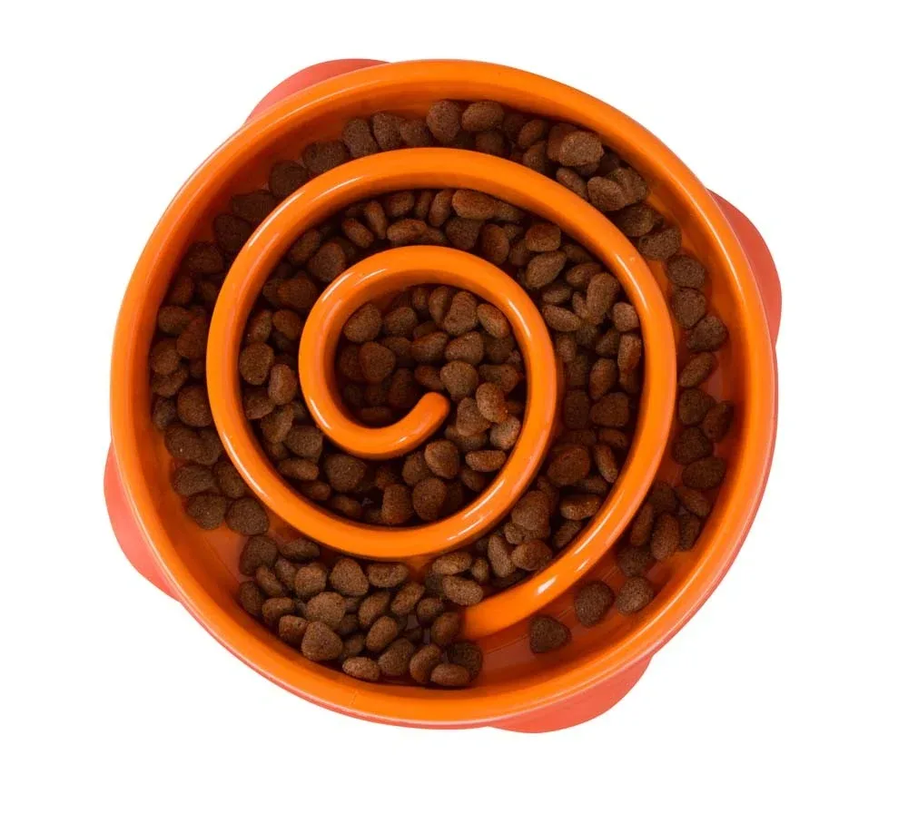 Outward Hound Fun Feeder Slo-Dog Bowl, Orange Small