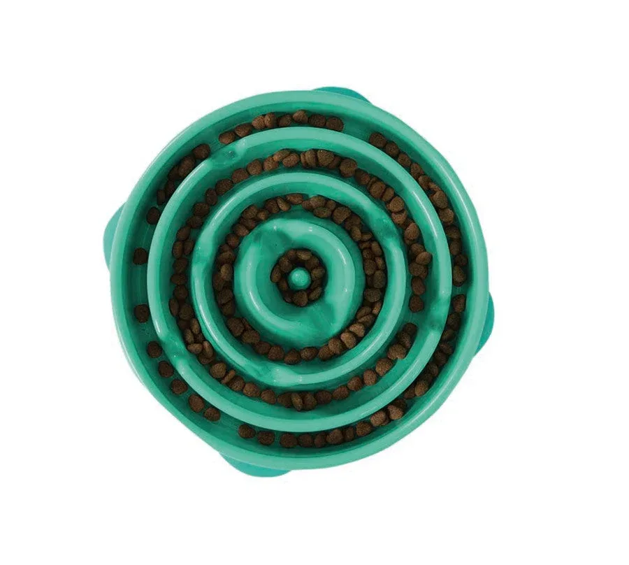 Outward Hound Fun Feeder Slo Dog Bowl, Turquoise, LG