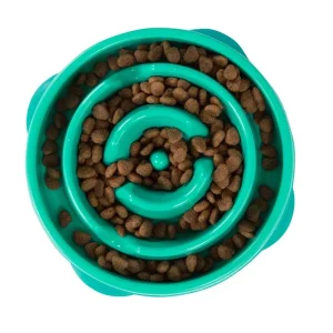 Outward Hound Fun Feeder Slo Dog Bowl, Turquoise, Mini