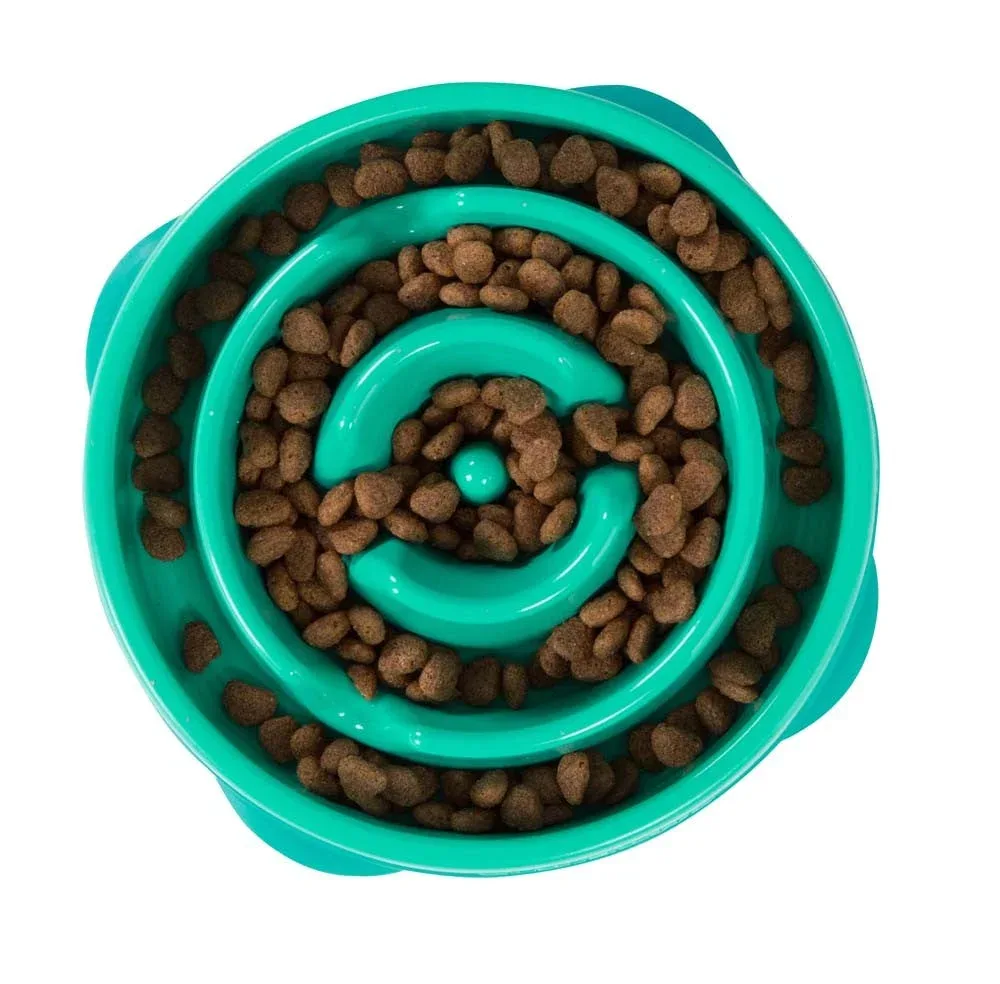 Outward Hound Fun Feeder Slo Dog Bowl, Turquoise, Mini