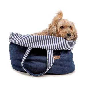 Oval Dog Bed Bag in Denim