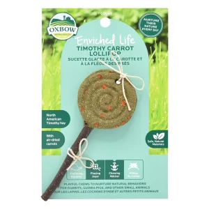 Oxbow Enriched Life Timothy Hay Carrot Lollipop Small Pet Chew Toy