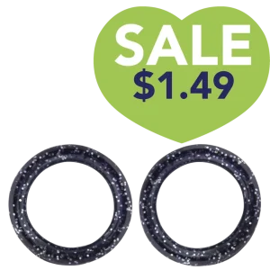 Pack of 2 Premium Scissor Finger Ring Inserts in Black Sparkles by PetStore.Direct