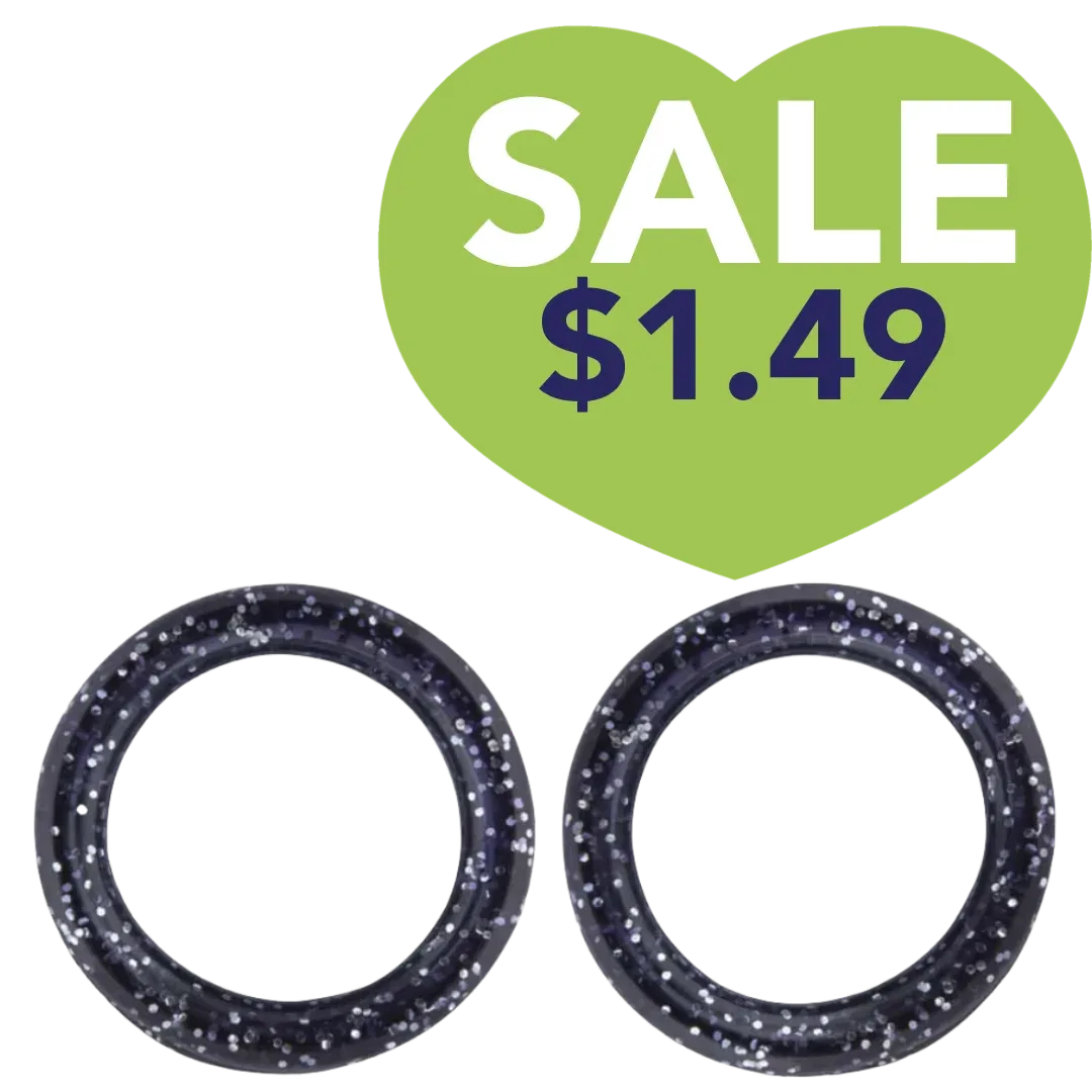 Pack of 2 Premium Scissor Finger Ring Inserts in Black Sparkles by PetStore.Direct