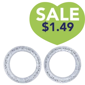 Pack of 2 Premium Scissor Finger Ring Inserts in Clear Sparkles by PetStore.Direct