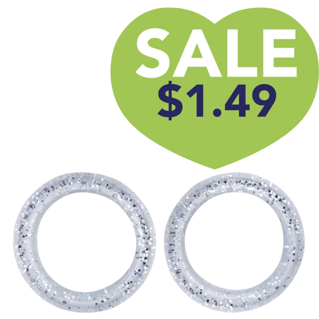 Pack of 2 Premium Scissor Finger Ring Inserts in Clear Sparkles by PetStore.Direct