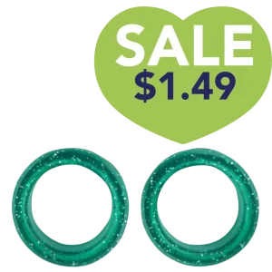 Pack of 2 Premium Scissor Finger Ring Inserts in Green Sparkles by PetStore.Direct