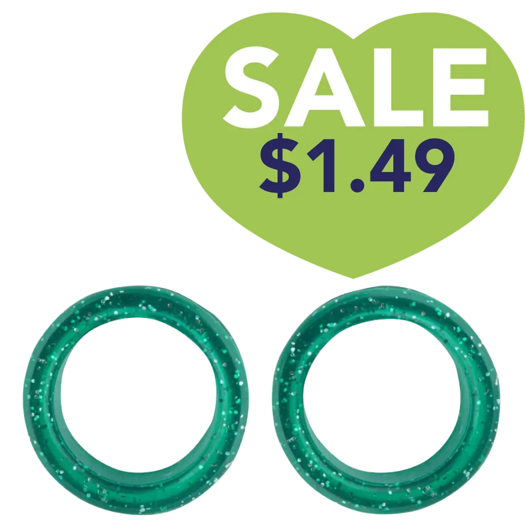 Pack of 2 Premium Scissor Finger Ring Inserts in Green Sparkles by PetStore.Direct