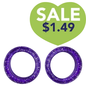 Pack of 2 Premium Scissor Finger Ring Inserts in Purple Sparkles by PetStore.Direct