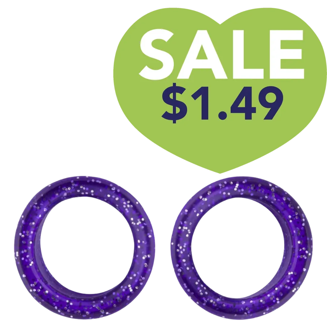 Pack of 2 Premium Scissor Finger Ring Inserts in Purple Sparkles by PetStore.Direct