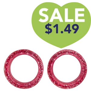 Pack of 2 Premium Scissor Finger Ring Inserts in Red Sparkles by PetStore.Direct