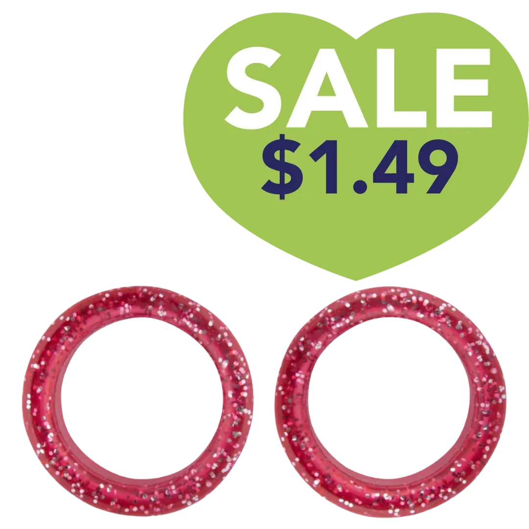 Pack of 2 Premium Scissor Finger Ring Inserts in Red Sparkles by PetStore.Direct