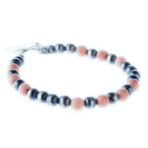 Paige Wallace Pink Stone and Navajo Pearl Bracelet
