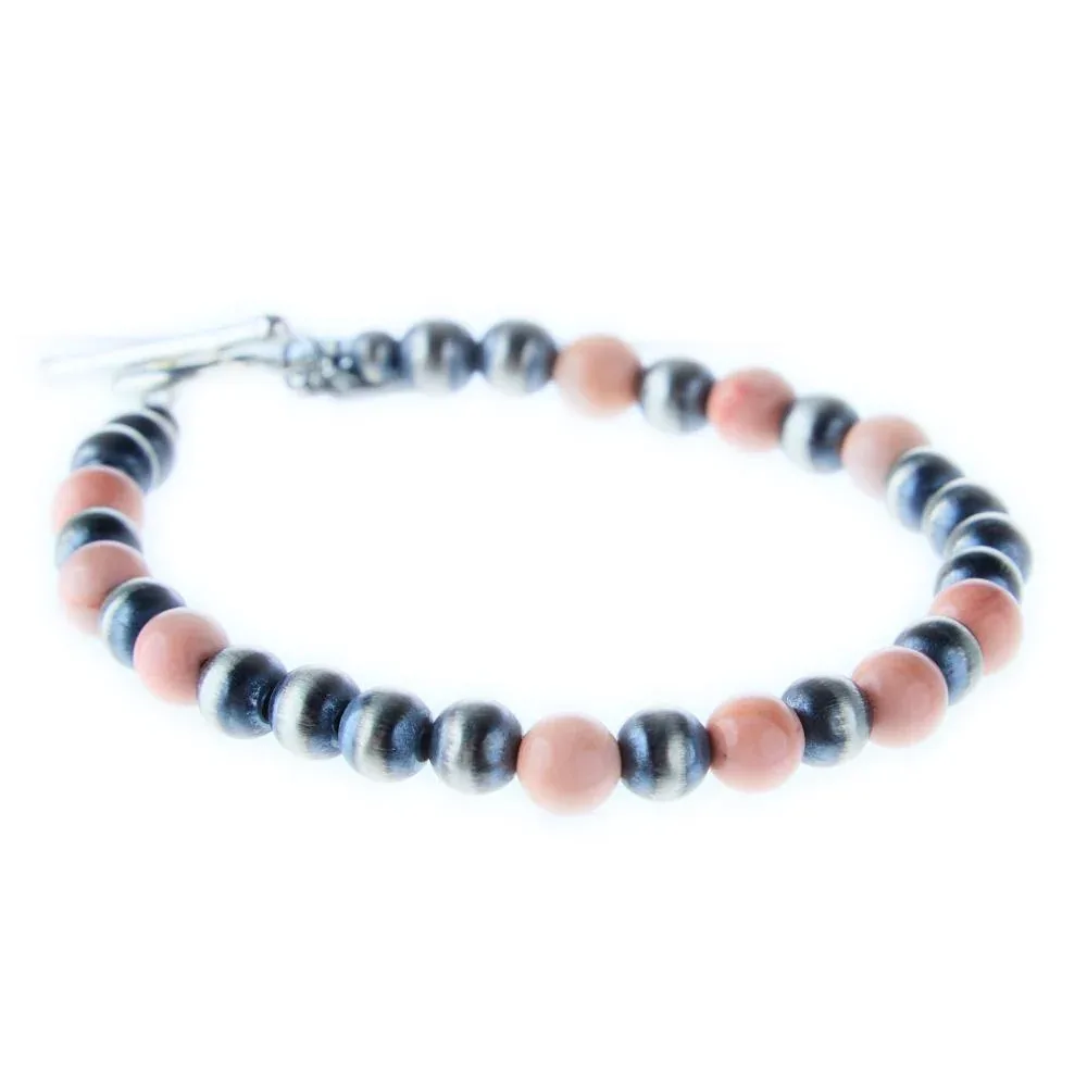 Paige Wallace Pink Stone and Navajo Pearl Bracelet