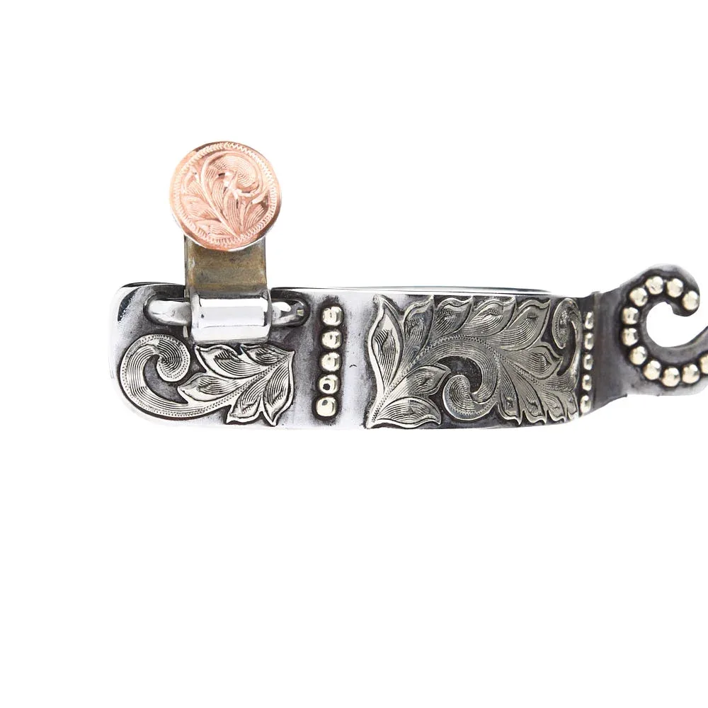 Palmer Bits Spurs 1in Silver Mounted Dots Western Spur - Image 2