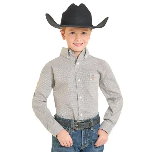 Panhandle Boy's Ecru Geo Print Shirt