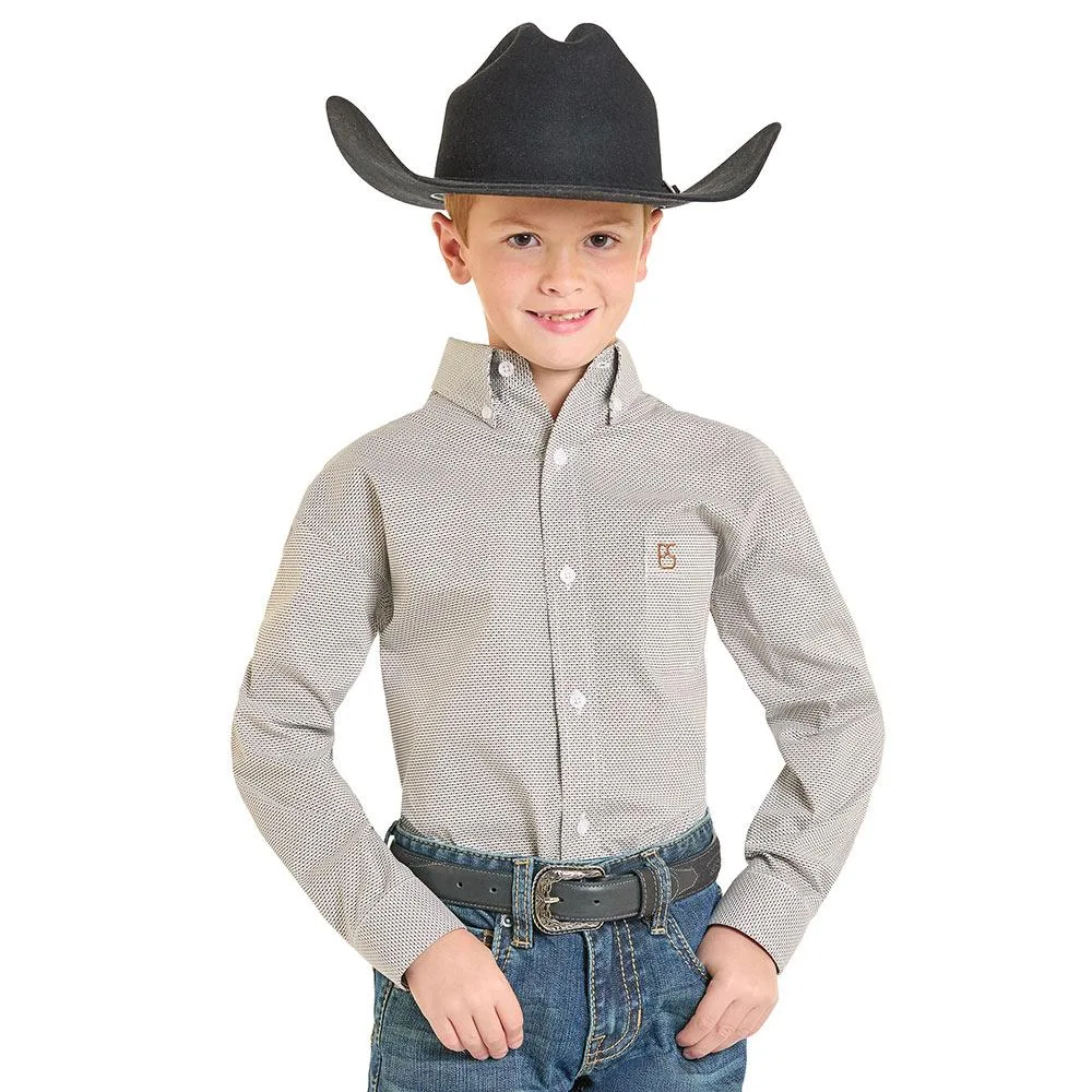 Panhandle Boy's Ecru Geo Print Shirt