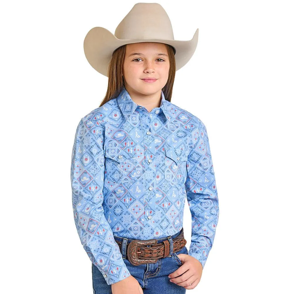 Panhandle Girl's Coyote Bandana Shirt