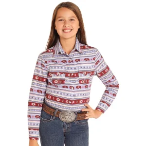 Panhandle Girls Iris Long Sleeve Print Snap Shirt