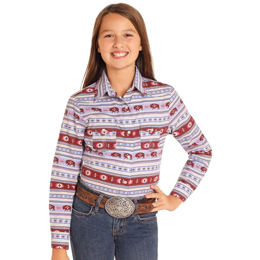 Panhandle Girls Iris Long Sleeve Print Snap Shirt