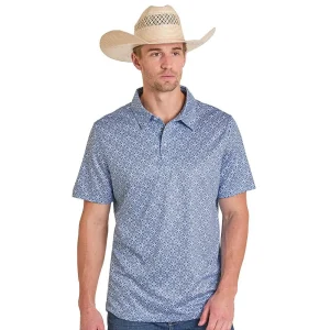 Panhandle Men's Blue Medallion Print Performance Polo