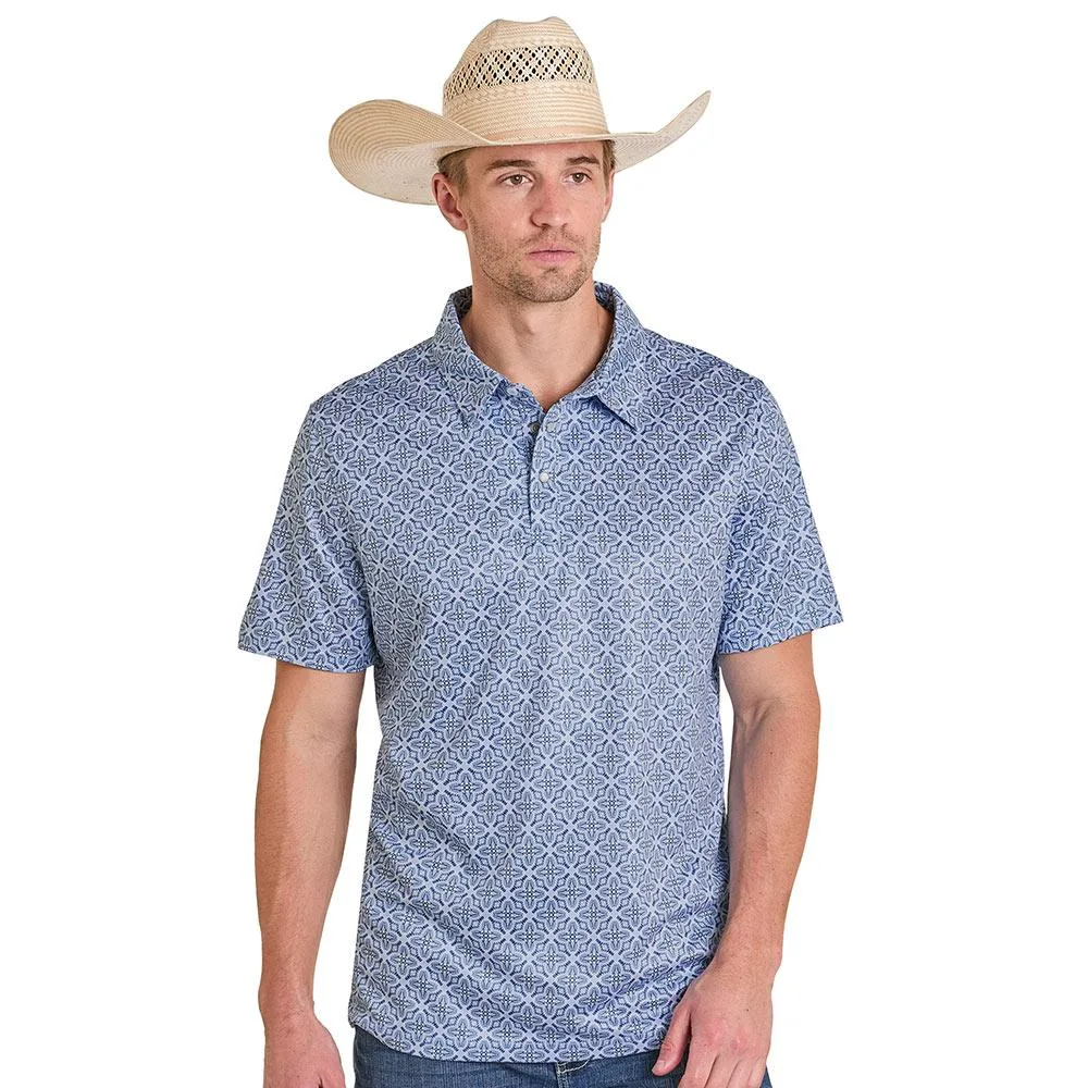 Panhandle Men's Blue Medallion Print Performance Polo