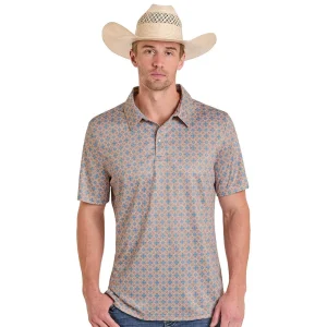 Panhandle Men's Natural Medallion Print Performance Polo