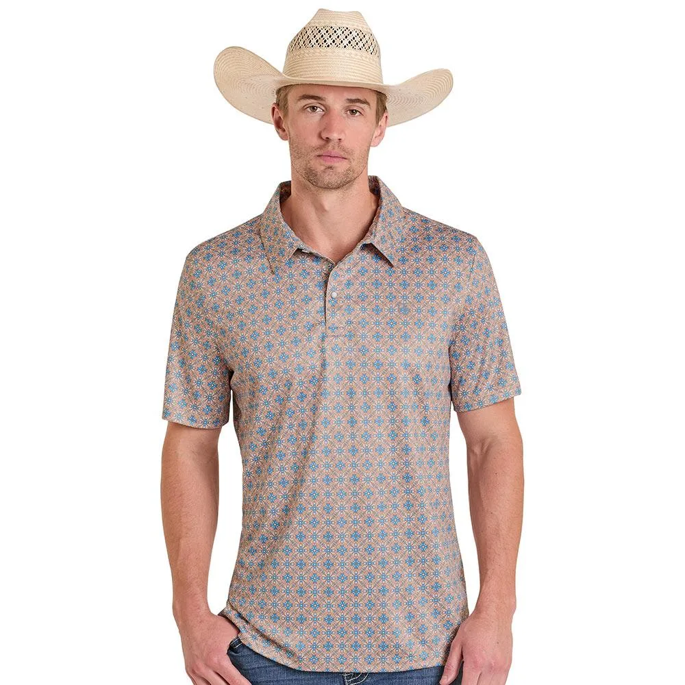 Panhandle Men's Natural Medallion Print Performance Polo