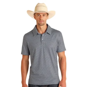 Panhandle Mens Navy Aztec Print Polo
