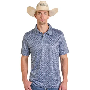 Panhandle Men's Navy Medallion Print Performance Polo