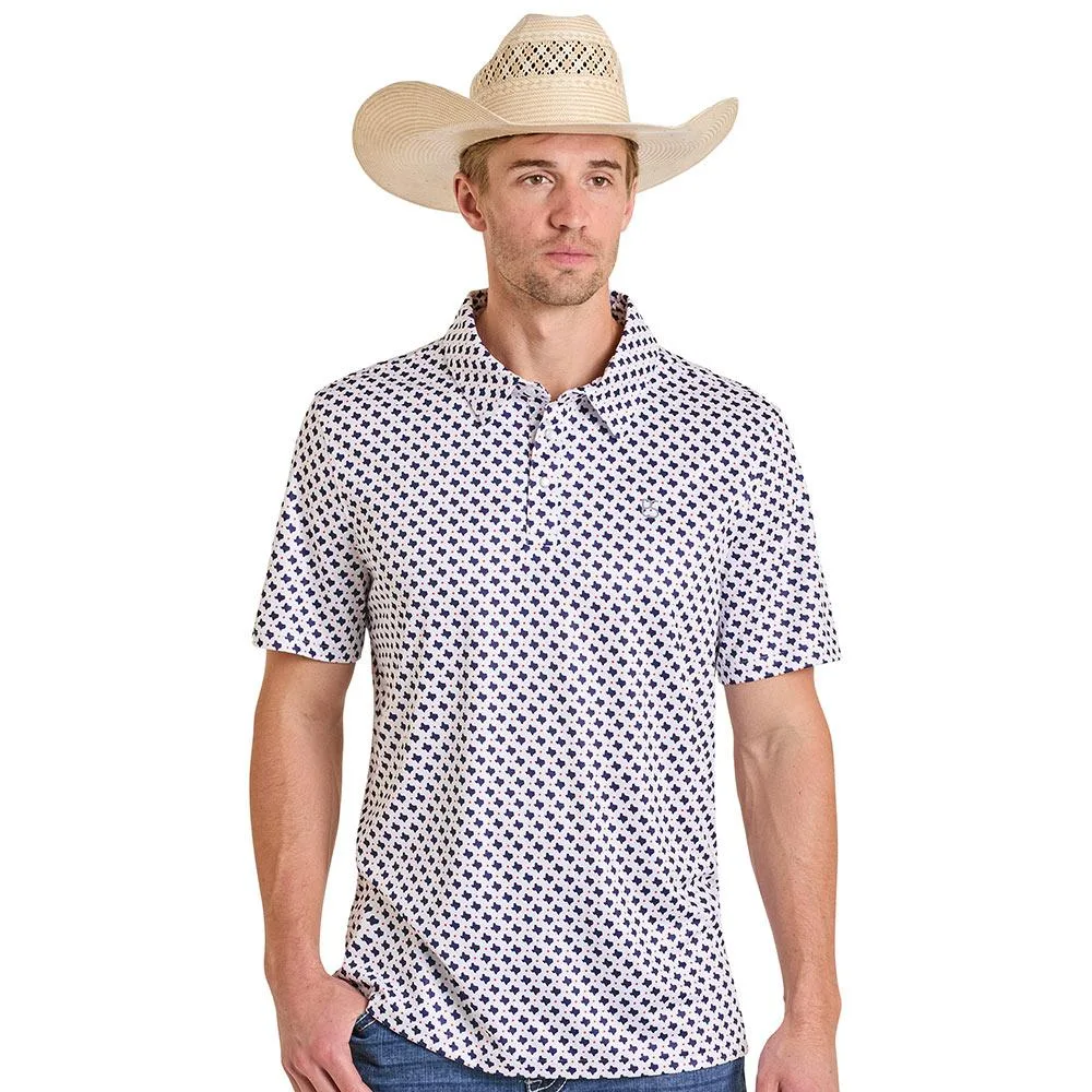 Panhandle Men's Navy Texas Print Performance Polo