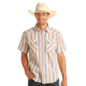 Panhandle Mens Tan Vintage Stripe Shirt