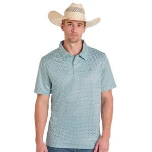 Panhandle Men's Turquoise Geometric Print Performance Polo