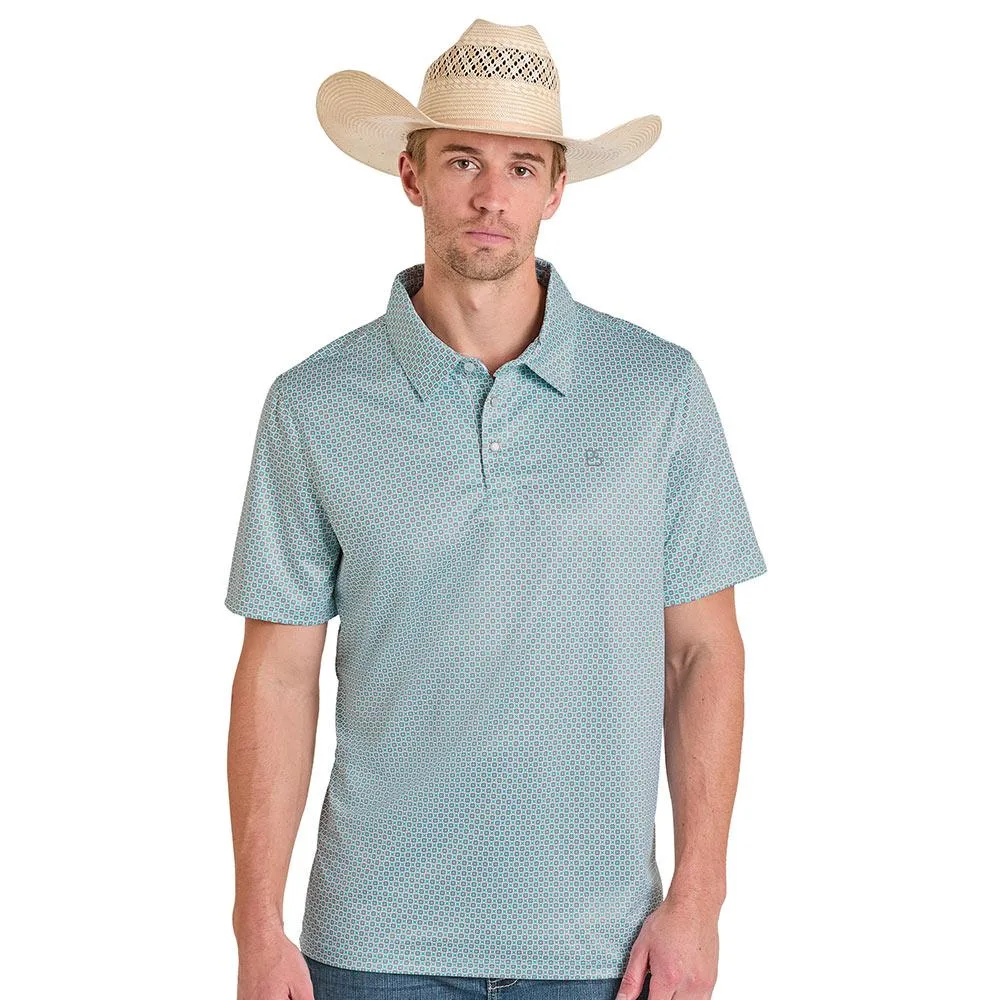 Panhandle Men's Turquoise Geometric Print Performance Polo