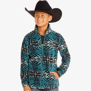 Panhandle Powder River Boys' Teal Aztec Fleece
