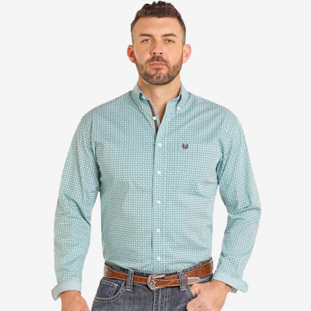 Panhandle Rough Stock Turquoise Geometric Shirt