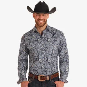 Panhandle Roughstock Blue Paisley Stretch Shirt