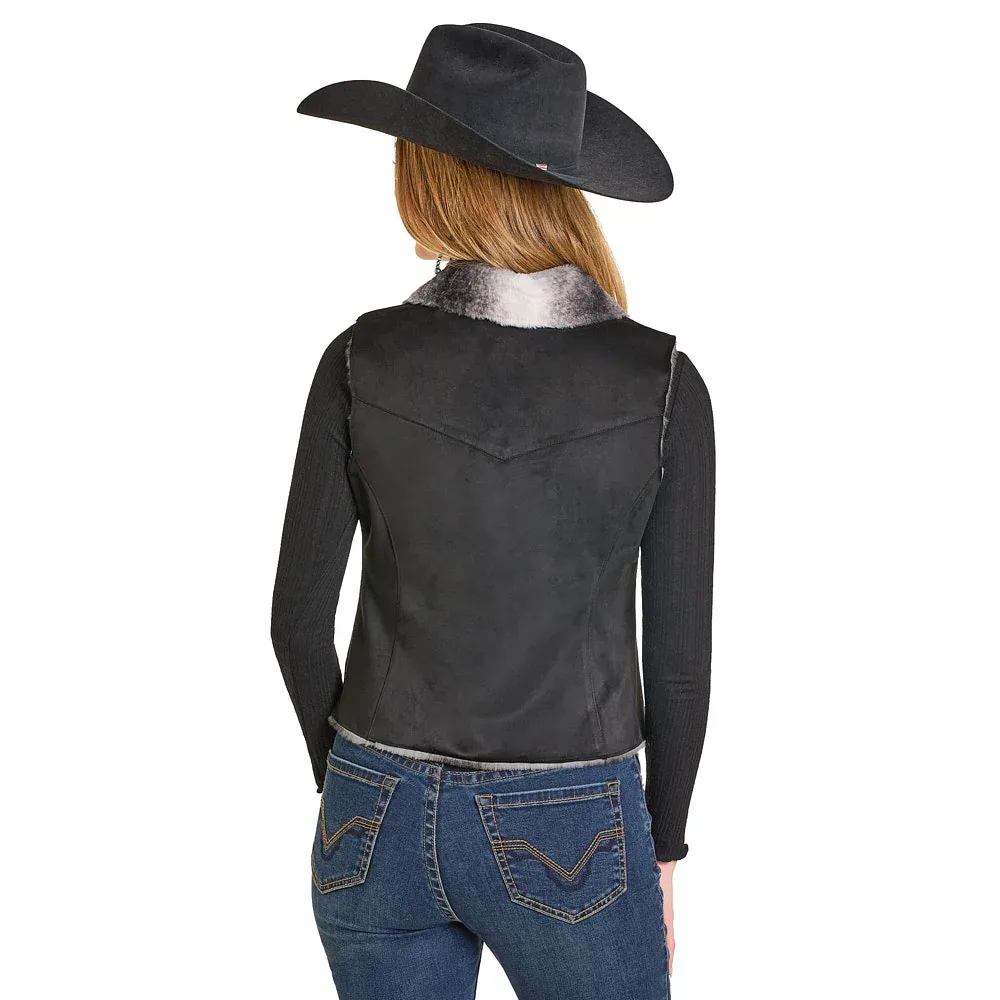 Panhandle Women's Black Embroidered Microsuede Vest - Image 2