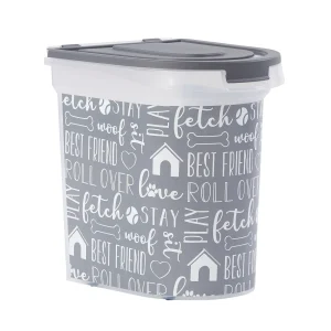 Paw Prints Printed Pet Food Storage Container with Wheels, 26-lb