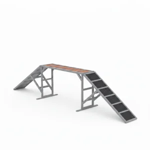 PawHut Dog Agility Equipment Ramp With Safety Bar, Non-slip Surface, For Walk And Pause Training, Gray