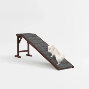 PawHut Dog Ramp For Bed, Pet Ramp For Dogs With Non-Slip Carpet And Top Platform, 74 X 16 X 25, Brown